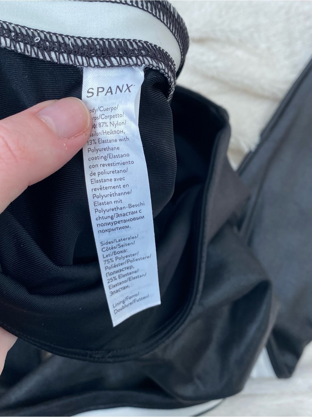 Spanx Faux Leather Side Stripe Leggings black Sz S - Picture 7 of 7